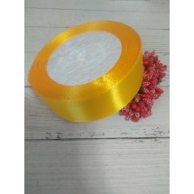 Лента атласная однотонная 2,5 см цв. желтый 132, цена за 5 м